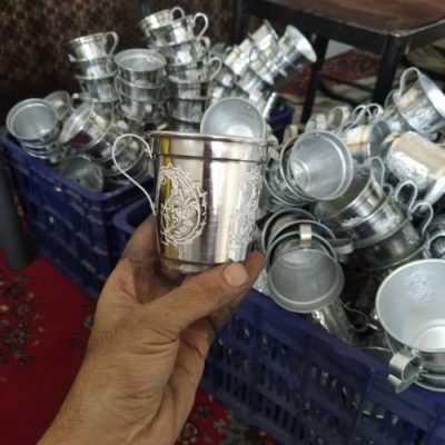 لیوان گل برجسته طرح استیل